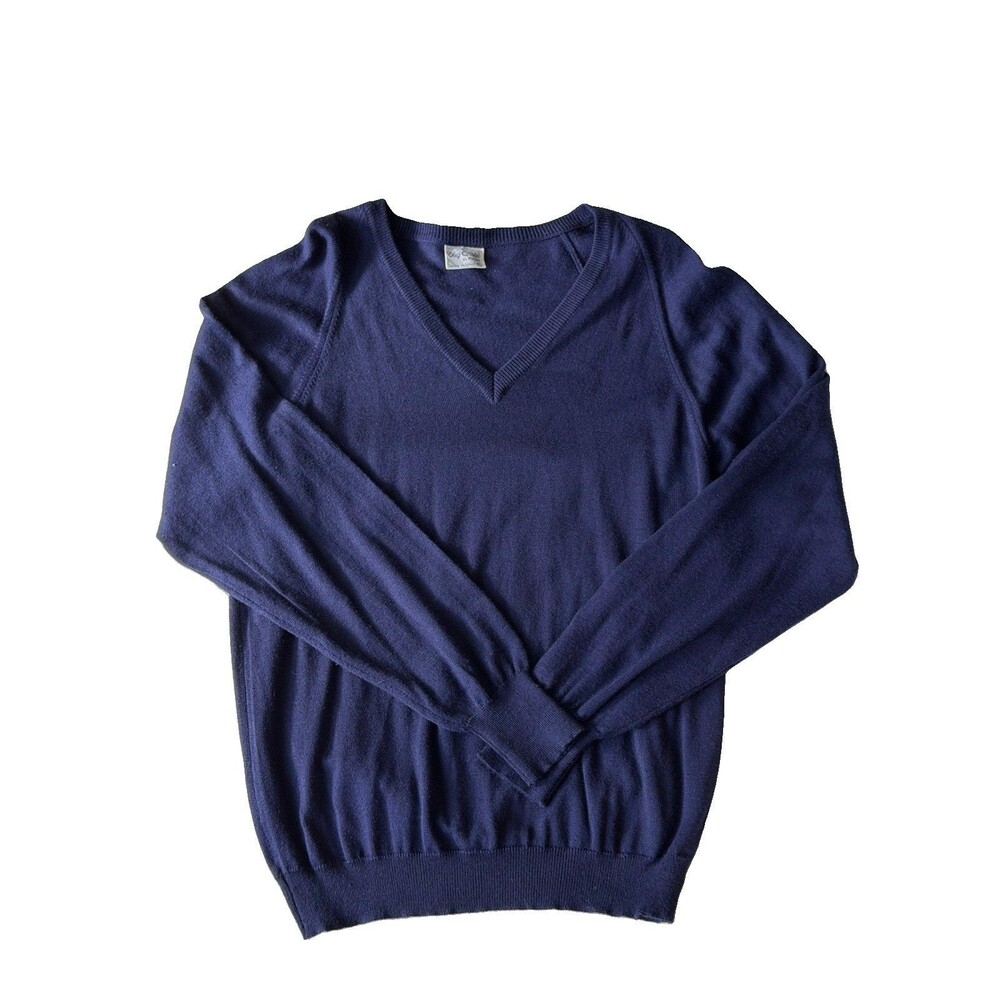 Vtg Oleg Cassini Mens Blue V-Neck Sweater Sz XL Wool Grandpa Made In Italy